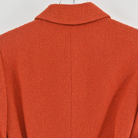 JONES NY Womens Wool Tweed Jacket Size 4 Red Orange Belted Button Retro Collared - Picture 12 of 13